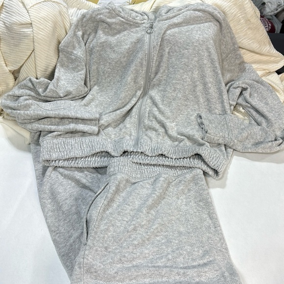 Gilly Hicks Heather Grey Stretchy Pocket Pants With Full Zip Up Hooded Jacket L